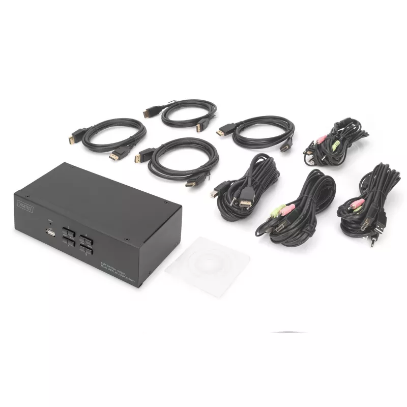 DIGITUS KVM Switch, 4 porty, Dual Display, 4K, DisplayPort®