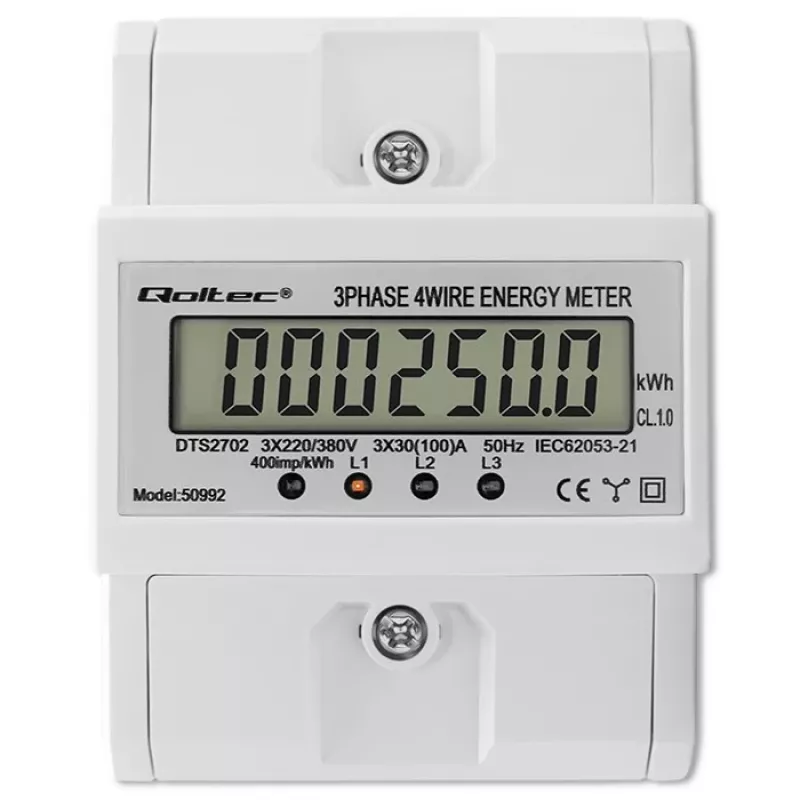 Trojfázový elektronický merač QOLTEC 50992 400V 100A