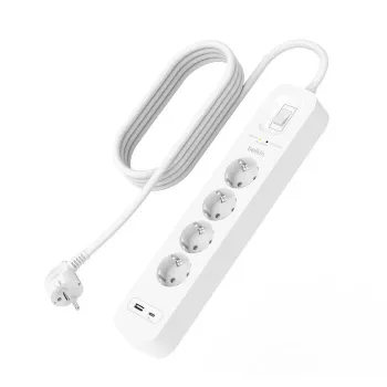 Prepäťová ochrana Belkin SRB001VF2M-V2 — 4 zásuvky, USB-C a USB-A porty, 2 m kábel
