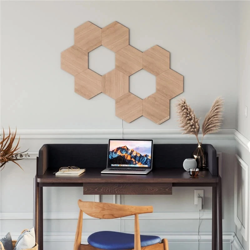 Nanoleaf | Elements Wood Look Hexagons Starter Kit (13 panelov) | studená biela + teplá biela