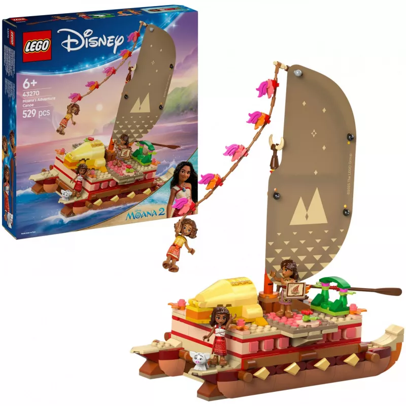 LEGO Disney 43270 Dobrodružná kanoe Moany, 529 dielikov, 3 minifigúrky, 6+