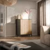 Cama MERCI komoda 100 x 40 x 129 cm čierna/Artisan dub
