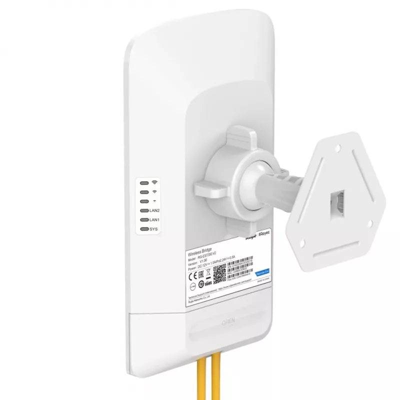 Ruijie Reyee RG-EST350 V2 bezdrôtový most 5 GHz 802.11ac dvojprúdový, 867 Mb/s, 5 km, 15 dB, PoE, biely