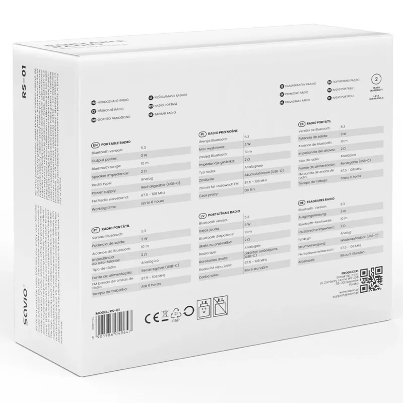 Prenosné rádio Savio RS-01 analógové čierne