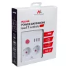 Predlžovacia zásuvka MACLEAN MCE387 W — 2 zásuvky, 3×USB A, 110–240 V, 2500 W, 1,5 m kábel, biela