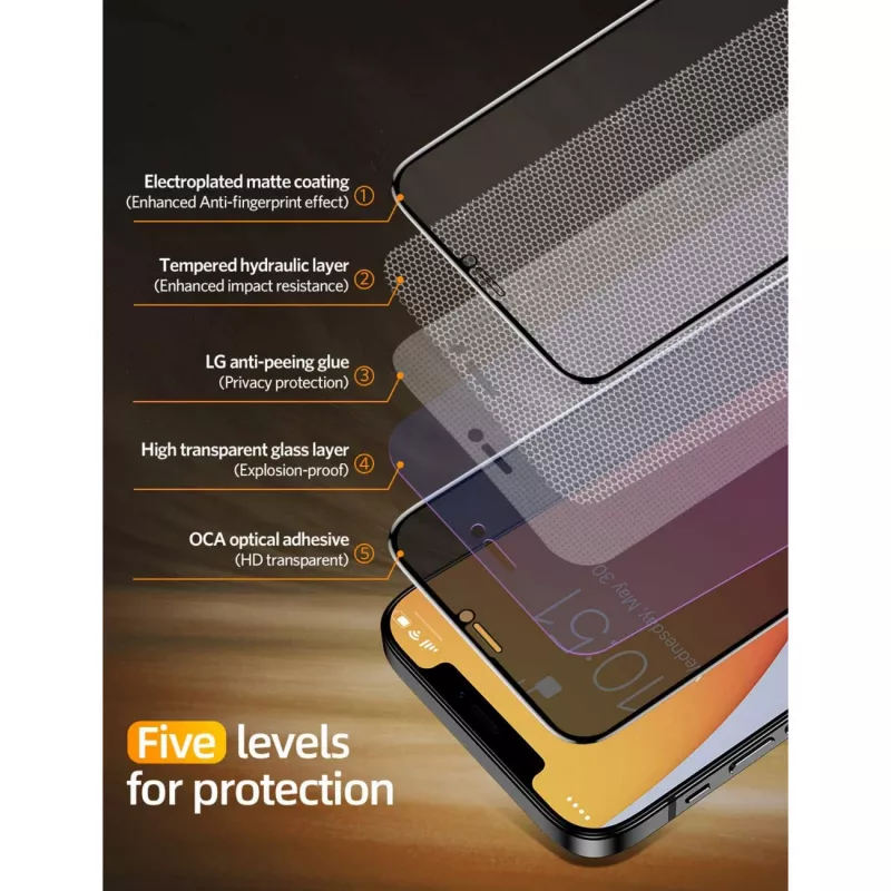 NEVOGLASS 3D PRIVACY, ochranná fólia transparentná, iPhone 17 Pro / 16 Pro