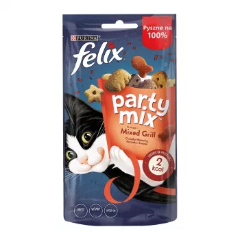 Felix Party Mix Grill mačacie maškrty vrecko 60 g – Felix Party Mix Grill pre dospelé mačky