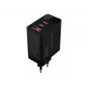 LCD nástenná nabíjačka USB zásuvka + USB-Cx2 PD 65W GAN čierna wattmeter