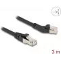 Sieťový kábel DeLOCK RJ45 Kat.6A 45° zahnutý vľavo na rovný 3 m čierny