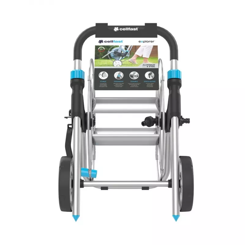 Kovový vozík na hadicu Cellfast EXPLORER 60 m 1/2 palca – pre 60 m 1/2-palcovú záhradnú hadicu