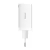 Nástenná nabíjačka Baseus GaN5 Pro 65W — USB + 2×USB-C (QC3.0, PD3.0) s 1m USB-C káblom, biela