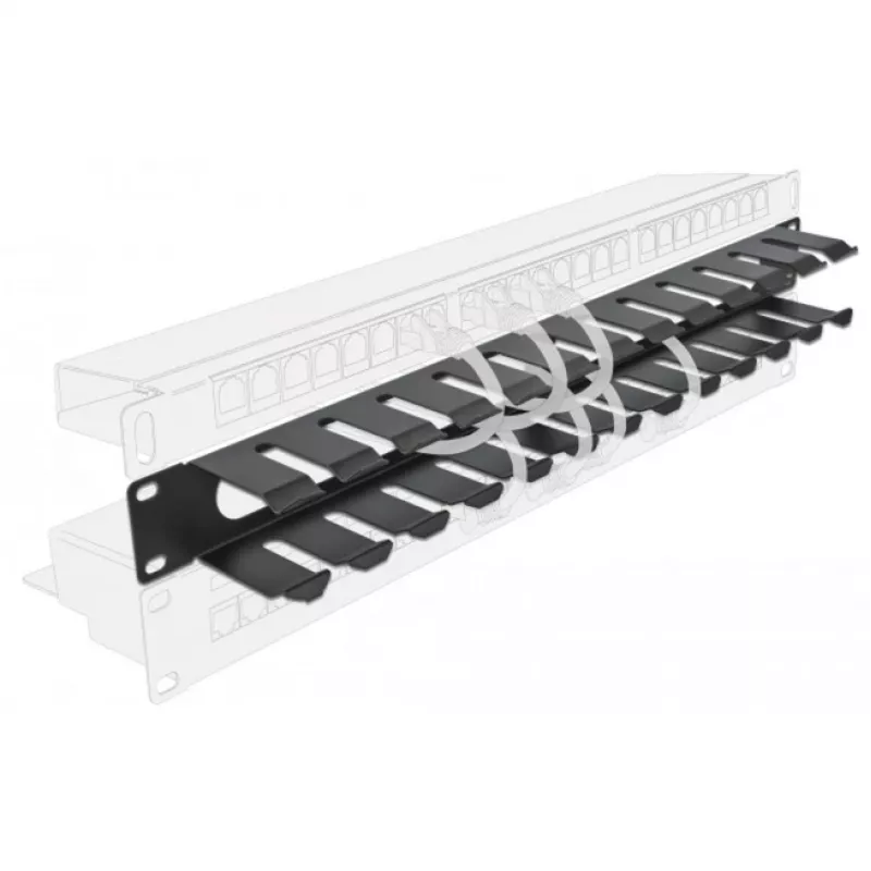 Panel na vedenie káblov DeLOCK 19 palcov 66550 čierny 1HE