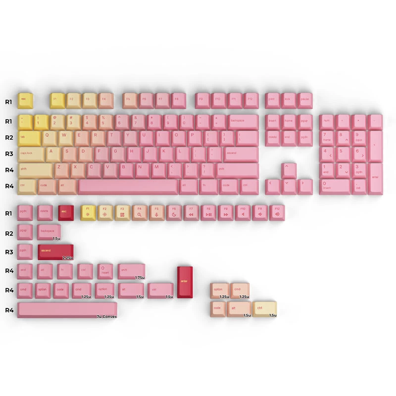 Glorious GPBT Pink Grapefruit Forge klávesové čiapky na klávesnicu, ružové
