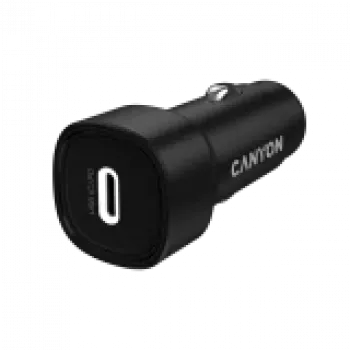 Auto nabíjačka CANYON OnDrive 30 PD 30W USB-C čierna – USB-C napájací zdroj do vozidla, 30W PD