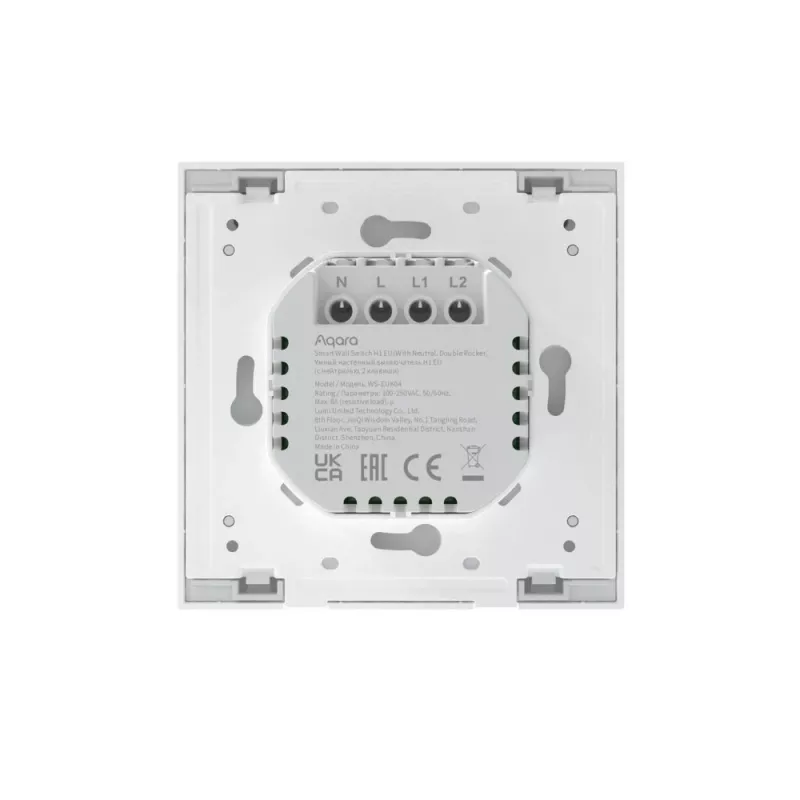 AQARA Smart Home nástenný vypínač H1, s neutrálnym vodičom, dvojitá páčka (WS-EUK04)