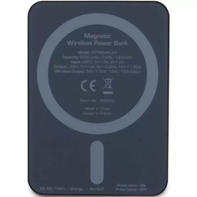 Ferrari powerbanka FEPB5MNCAK 15W 5000mAh čierna/čierna Metal Logo MagSafe