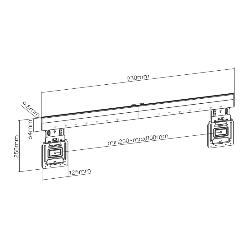 Sbox PLB-1948 pevný nástenný držiak na TV, 43-100 palcov, do 75 kg, VESA 800x600