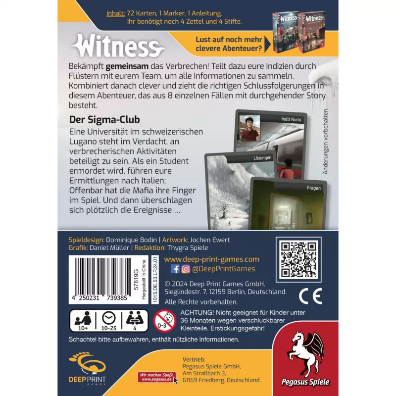 Deep Print Games: Witness - Der Sigma-Club, logická hra