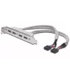 Slotový kábel USB 2.0 HighSpeed Type 2xIDC (5pin)/4xUSB A M/F sivý 0,25 m