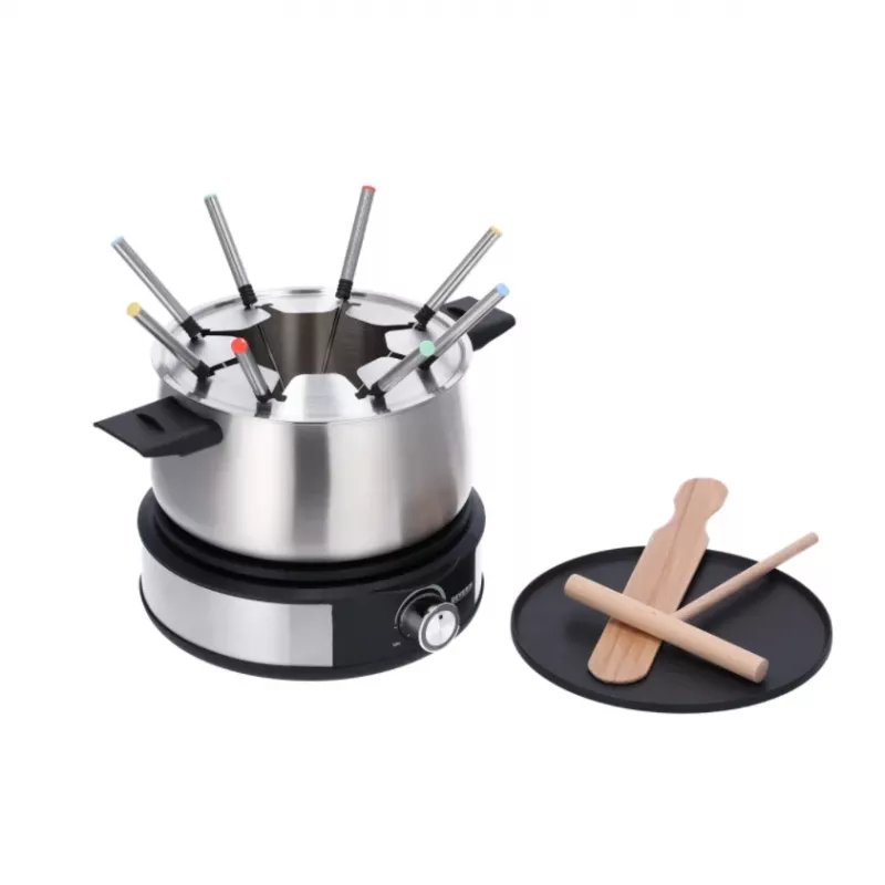 Severin FO 2471 kombinácia fondue a palaciniek, čierna/nehrdzavejúca oceľ