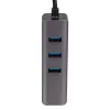 Akyga AK-AD-66 USB-C hub s 3x USB 3.0 a Gigabit Ethernet, 15 cm, čierny