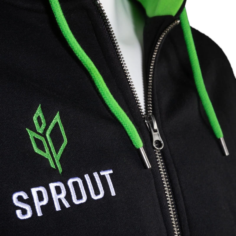 GamersWear SPROUT Basic Zip-Hoodie veľkosť M čierna/zelená