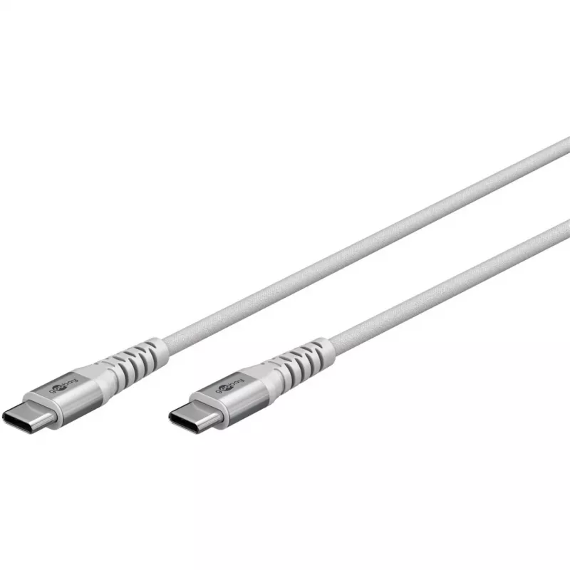 Goobay KÁBEL USB-C (ST-ST) 2m prepojovací kábel textilný plášť biely USB kábel USB 2.0 USB C (70194)