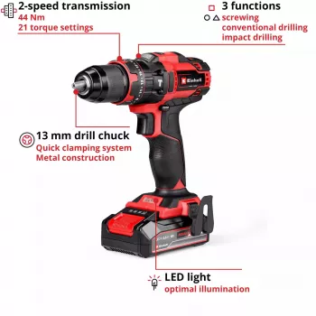 Einhell TE-CD 18/44 Li-i 24000 RPM 1,59 kg čierna, červená