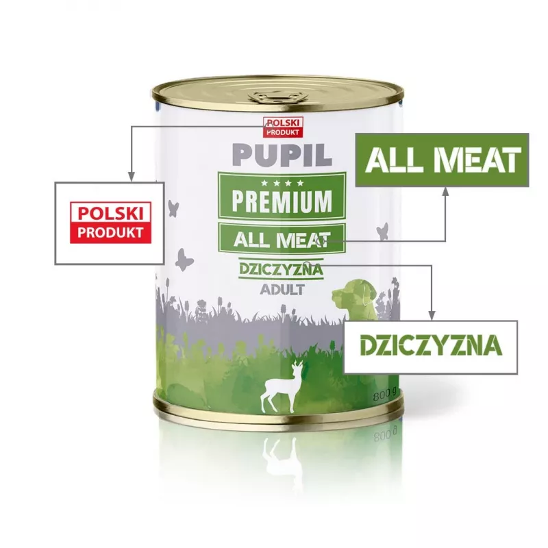 PUPIL Premium All Meat jelenina - mokré krmivo pre psy - 800g