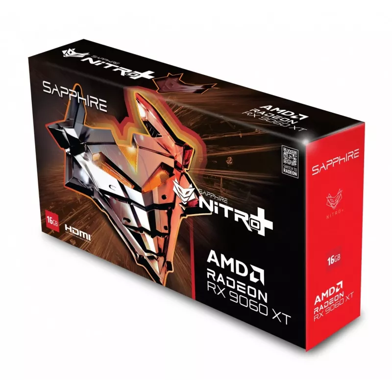 Grafická karta Sapphire NITRO+ Radeon RX 9060 XT — 16 GB GDDR6, 128-Bit, PCIe x16 5.0