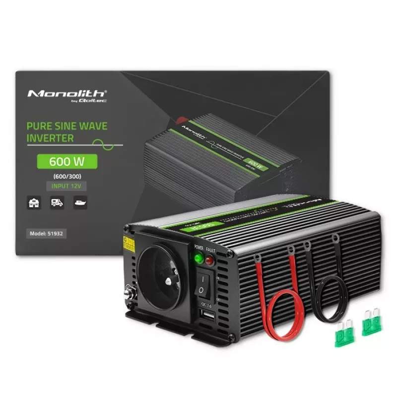 Qoltec Monolith menič napätia do auta 600 W 12 V