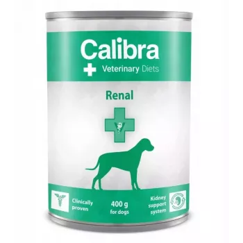 Mokré krmivo pre psov Calibra Veterinary Diets Renal Chicken 400 g — podpora obličiek, vlhkosť 78 %, proteín 5,5 %, tuk 8 %