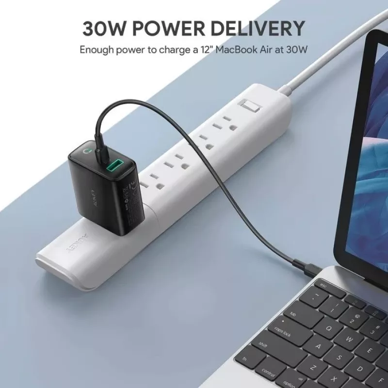 Nástenná nabíjačka 2xUSB Power Delivery (1xUSB A+1xUSB C) 5.4A 30W Dynamic Detect PA-D1
