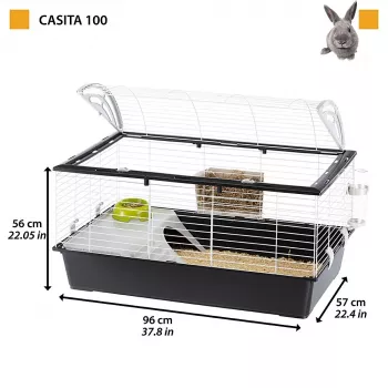 Klietka FERPLAST Casita 100 pre králiky a morčatá, kov/plast, 960×570×560 mm, taupe/biela