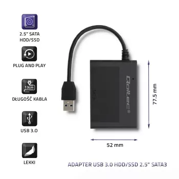 Adaptér pre pevné disky Qoltec USB 3.0 HDD/SSD