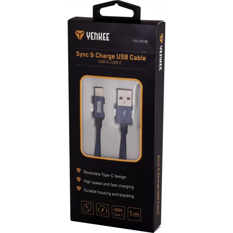 Kábel YENKEE YCU 301 BE USB-A 2.0/USB-C 1m fialový