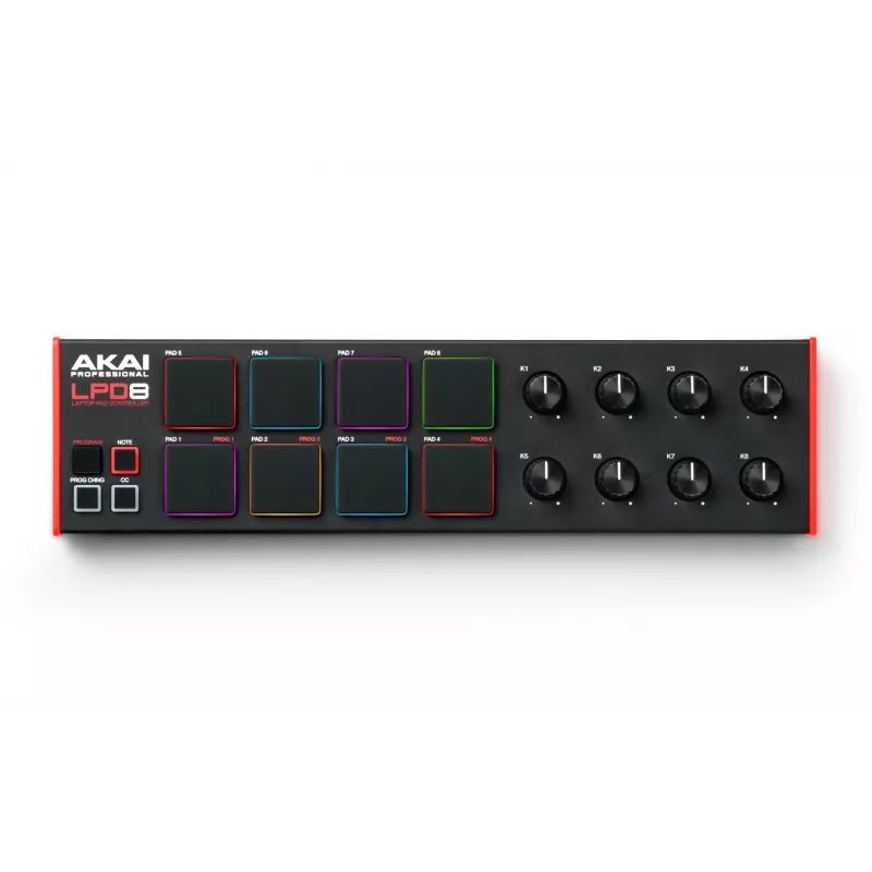 Akai LPD8 MKII MIDI klávesnica 8 klávesov USB čierna, červená