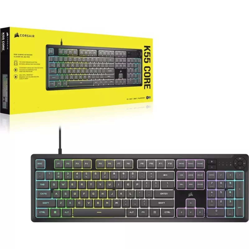 Corsair CH-9226D65-DE klávesnica Gaming USB QWERTZ nemecká sivá