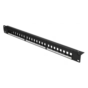 Patch panel Extralink 24-port U/UTP (UTP) modulárny, 1U, čierny, šírka 482,6 mm