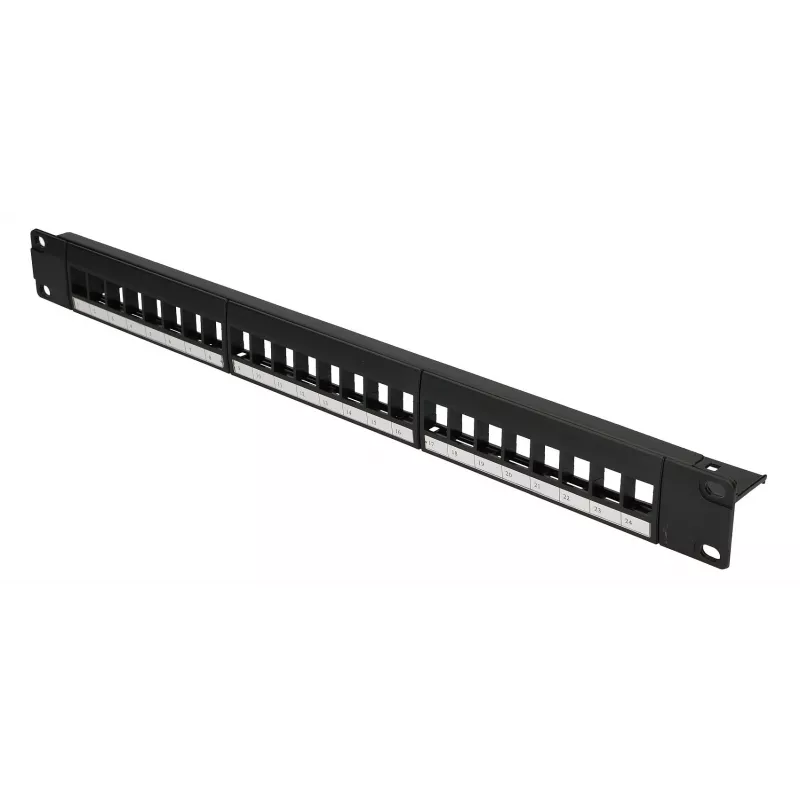 Patch panel Extralink 24-port U/UTP (UTP) modulárny, 1U, čierny, šírka 482,6 mm