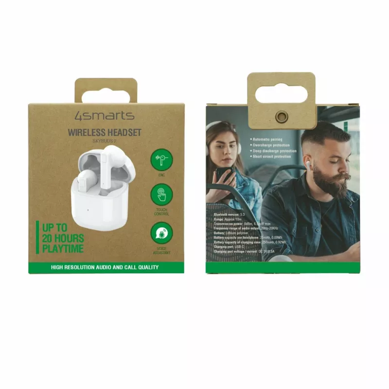 4smarts TWS Bluetooth slúchadlá SkyBuds 2 ENC biela - slúchadlá - 20 KHz