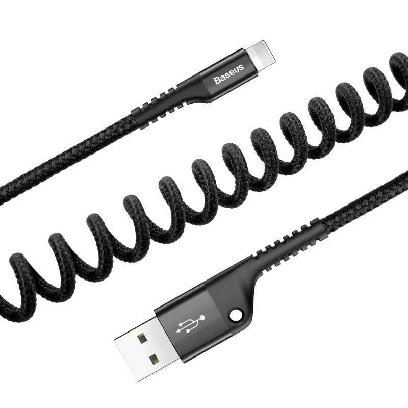 Baseus špirálový kábel Lightning 1 m 2A (čierna)