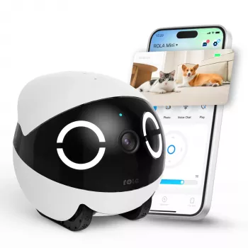 Robotický monitor domácich zvierat Enabot Rola Mini — Wi-Fi, 5000-mAh batéria, 3 MP, 137° zorné pole, biela/čierna