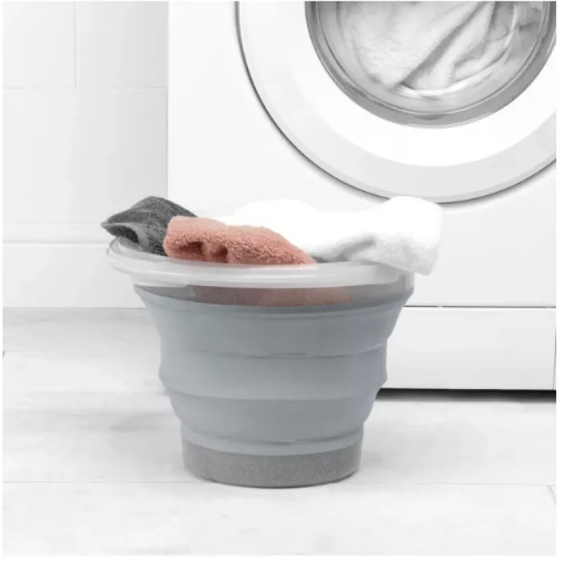 Skladací vedro Beldray LA084354GRYBEU7 10 L, skladacie silikónové telo, dizajn s trblietkami