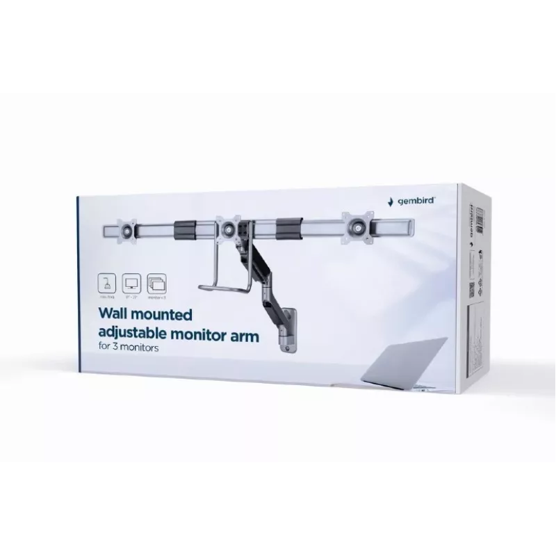 Nástenné nastaviteľné rameno na monitory Gembird MA-WA3-01 pre 3 monitory