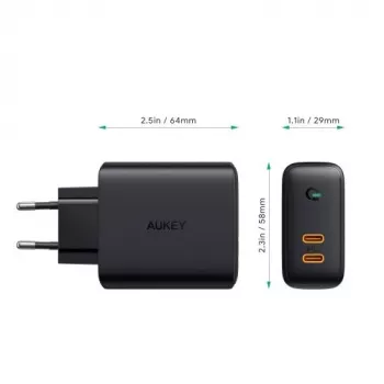 AUKEY PA-D2 nabíjačka pre mobilné zariadenia 36W čierna interiérová