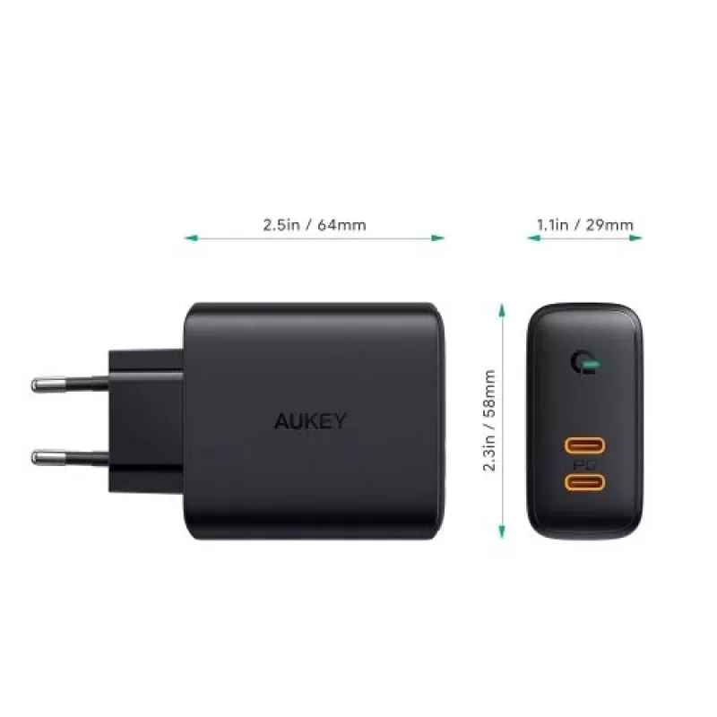 AUKEY PA-D2 nabíjačka pre mobilné zariadenia 36W čierna interiérová