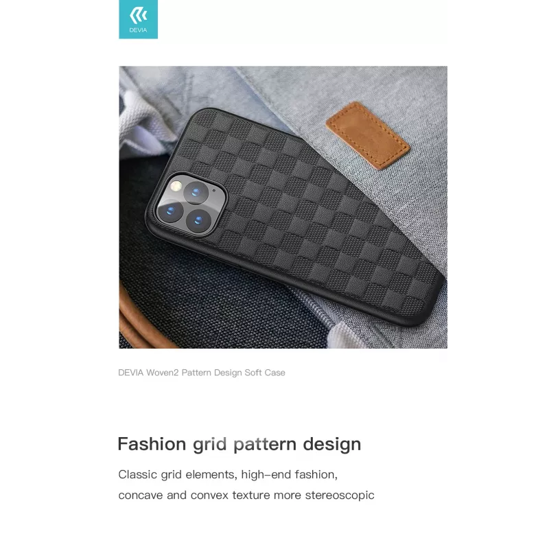 Softcase Devia Woven2 pre iPhone 11 Pro – tkaná textúra, čierna