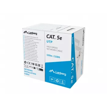 LAN kábel LANBERG LCU5-12CU-0100-S UTP Cat.5E 100 M sivý