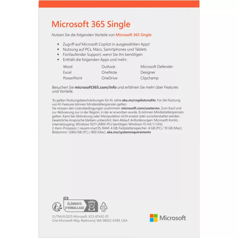 Microsoft 365 Personal [DE] 1J predplatné. Bez média FY25H2 len pre Windows >10 / MacOS